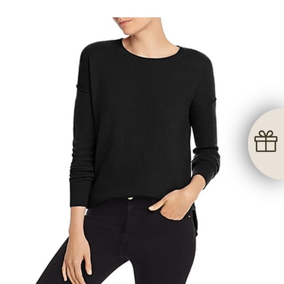 AQUA Cashmere Black Crewneck Sweater – 100% Cashmere – Size M - Picture 1 of 6